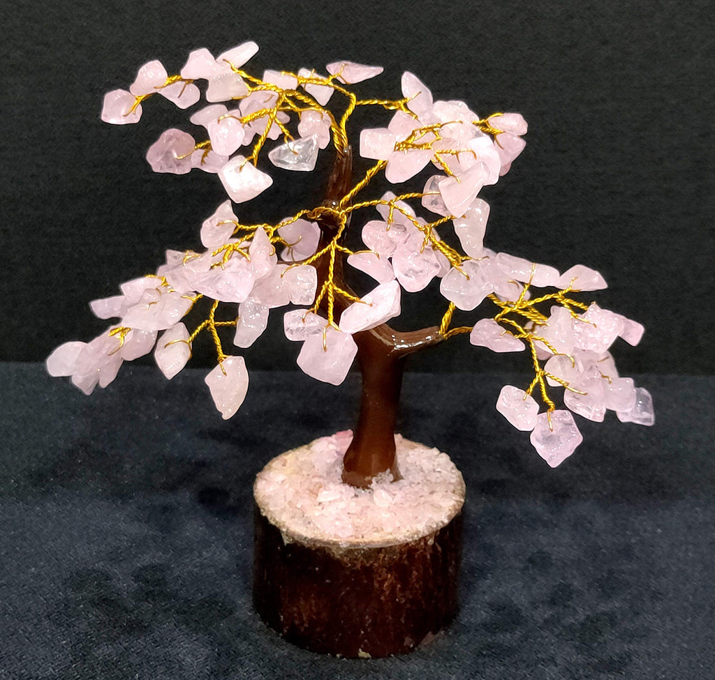 ESPLANADE Natural Rose Quartz Crystals Tree Healing Stones Seven Chakra Natural Healing Gemstone Bonsai Fortune Money Tree, Home Office Decor Spiritual Gift | Size 7-8 Inches (Pink 100 Beads)