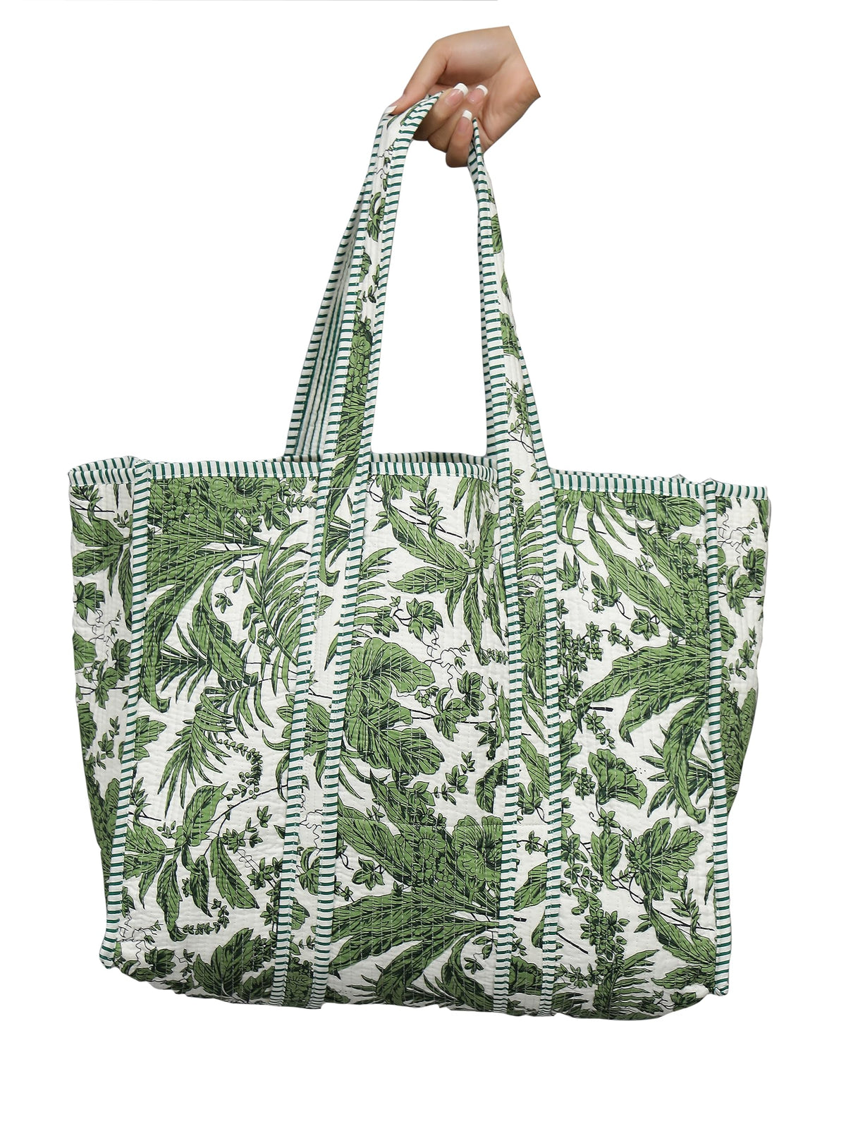 Ravaiyaa - Attitude is everything Women & Man Beautiful Printed Cotton Grocery Shopping Bag | Shoulder Bag | Cotton Tote Bag | Travel Tote Bags 18x5.5x16 Inch (Green Leaf)