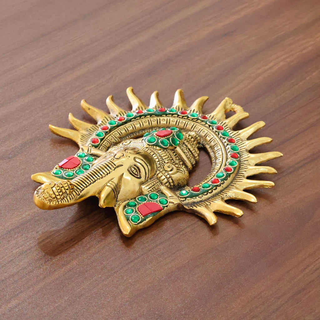 Metal Ganesha ji Statue,Ganpati Wall Hanging Sculpture Lord Ganesh Idol Lucky Feng Shui Wall Decor Your Home, Office,Religious Gift Article