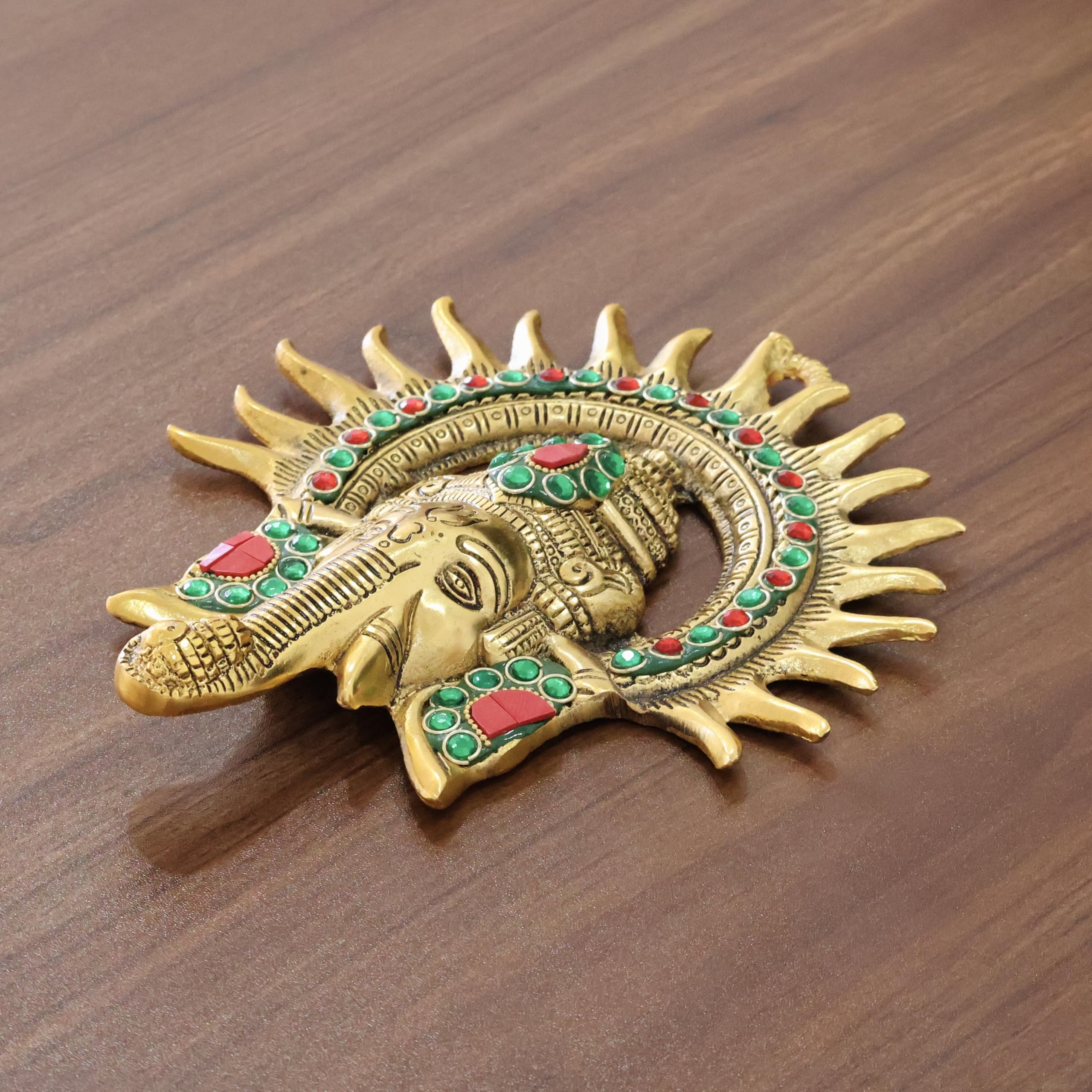 Metal Ganesha ji Statue,Ganpati Wall Hanging Sculpture Lord Ganesh Idol Lucky Feng Shui Wall Decor Your Home, Office,Religious Gift Article