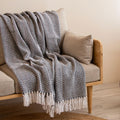 HOMEMONDE Cotton Throw 50 X 60 Inches Decorative Living Room Couch And Sofa Knitted Blanket With Tassels Chevron, (Black- 127 X 152 Cm), 200 TC Kafalo