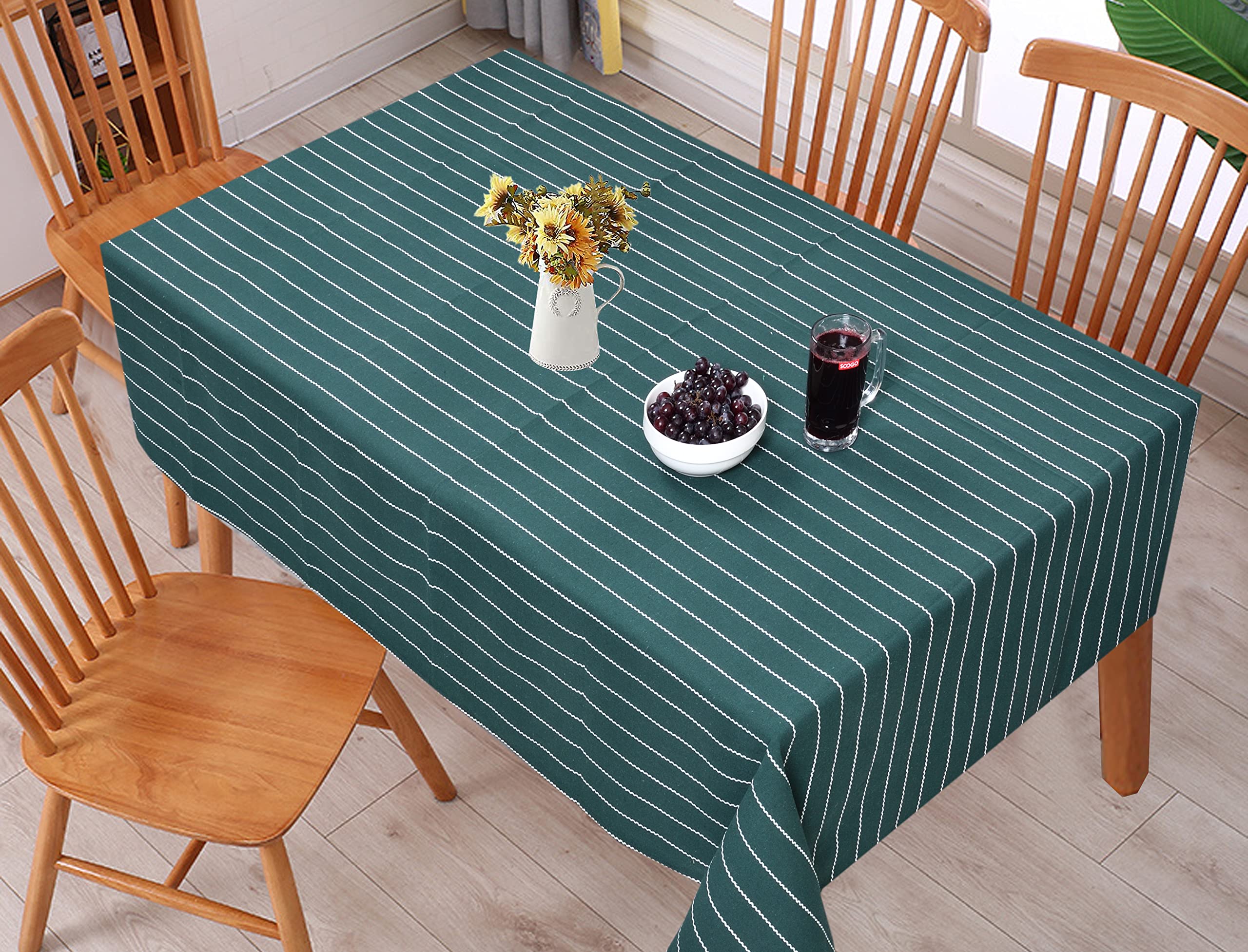 CRAZYWEAVES Cotton Durable Machine Washable Rectangular Dining Table Cloth for crishmas Dinning Table,crishmas Decorative Table Cover (62 X 78, Bottle Green Dobby) Kafalo