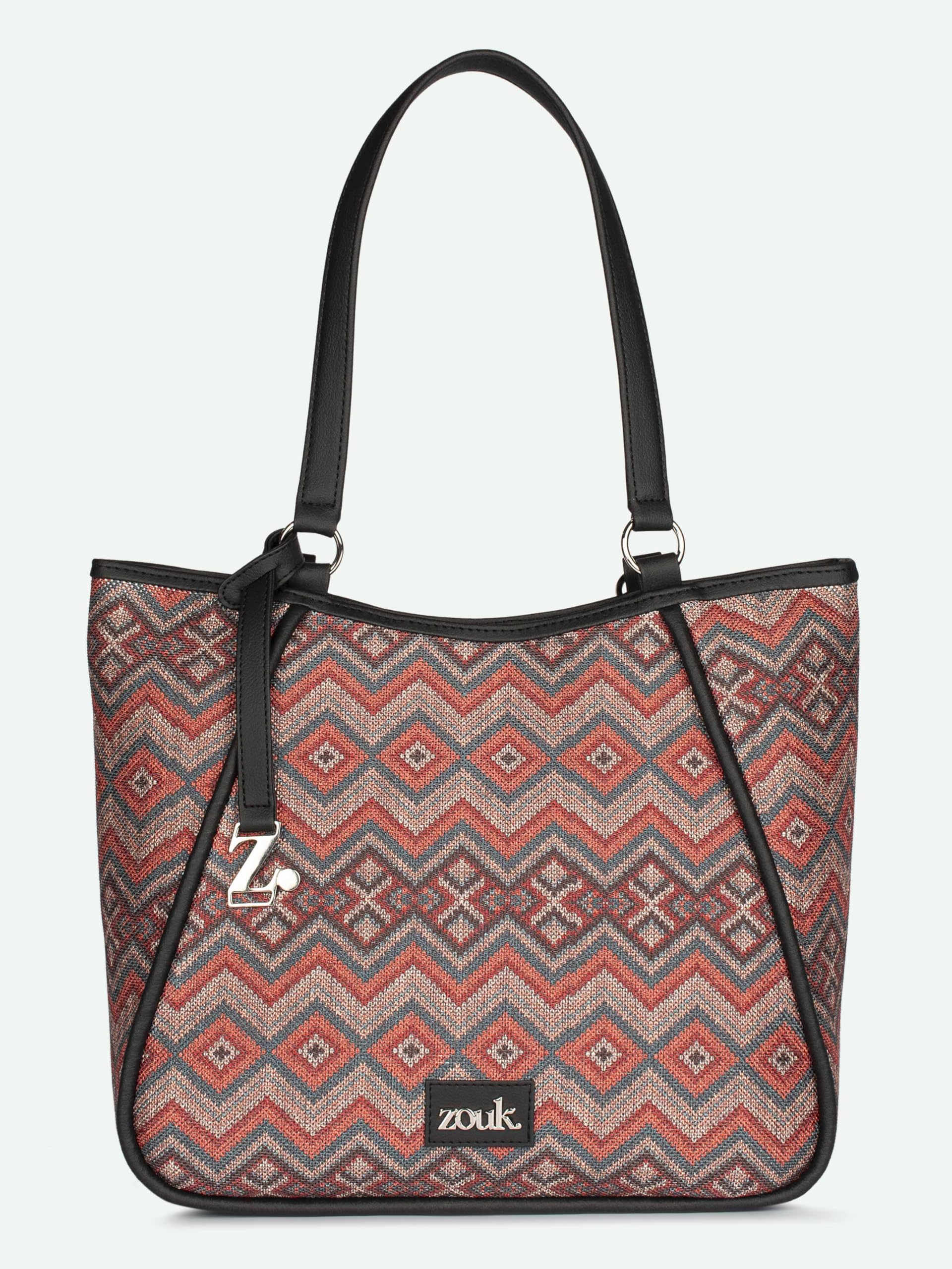 ZOUK Rhea Kapoor Naisha Tote Bag | Big Size Stylish Purse | handbag with Zipper & Compartments | Premium Office & Travel Tote | Casual & Daily Use | Gwalior Weaves