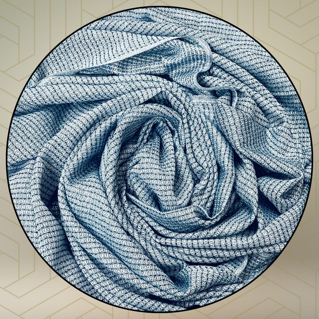 FAHABO Shimmer Woven Cotton Blend Scarf for Women – Lightweight Hijab & Stole Wrap | 73 x 29 Inches (Dark Blue)
