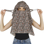 DEEPNYRA - LIVING STYLE Women and Girls Printed Scarf Cum Face Cover Mask Head Neck Face Safety Sun Protection Scarf Mask Head Bandana Wrap Pure Cotton Printed Stole (Grey Paisley)