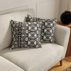 HUESLAND Premium Cotton Cushion Cover 16 x 16 inch Set of 2 | Decorative Throw Pillow Covers for Sofa, Living Room & Bedroom | Geometric Black