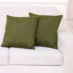 Yellow Weaves Jute Texture Cushion Covers, 16 X 16 Inches, Olive Green, Set of 2