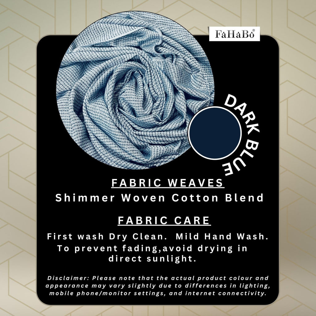 FAHABO Shimmer Woven Cotton Blend Scarf for Women – Lightweight Hijab & Stole Wrap | 73 x 29 Inches (Dark Blue)