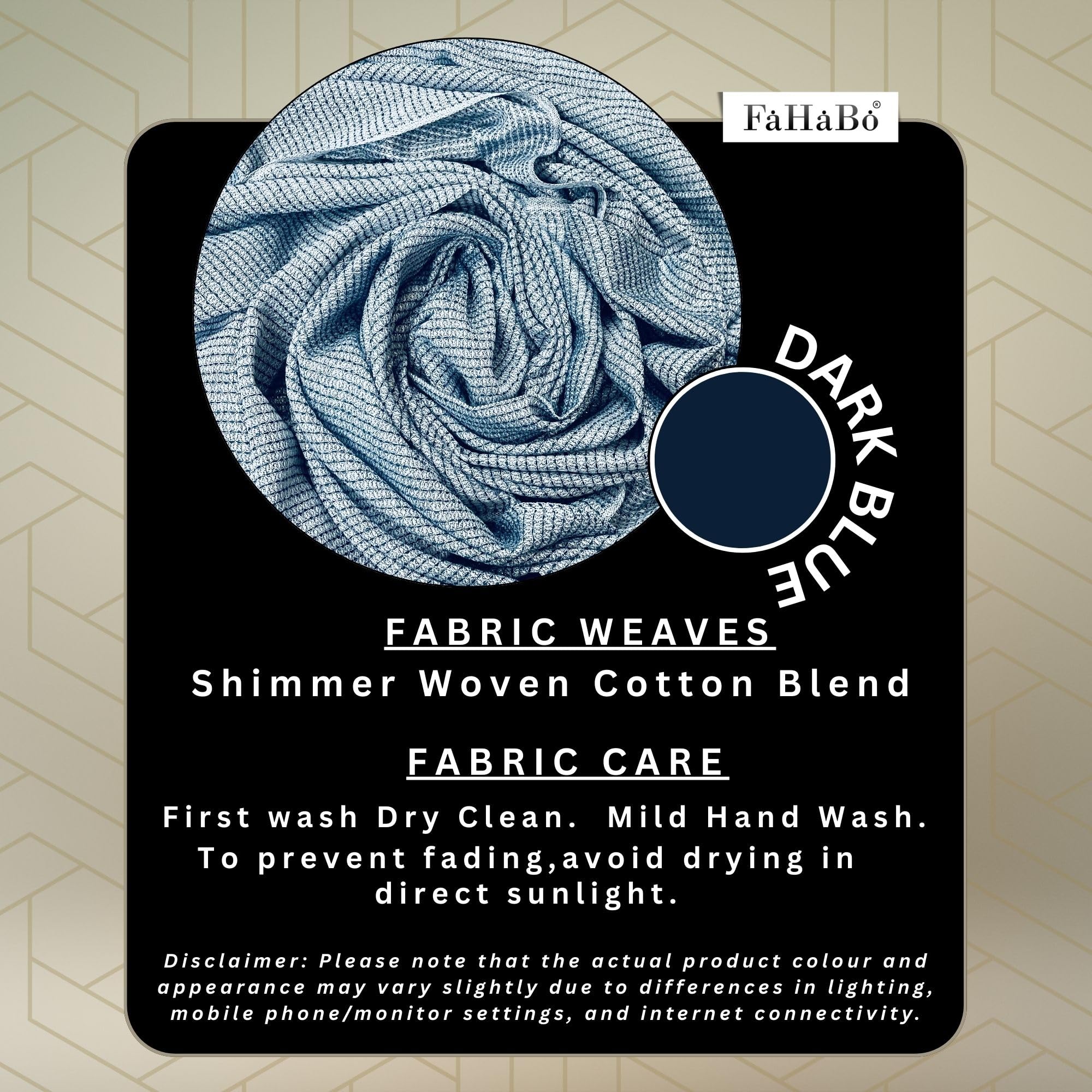 FAHABO Shimmer Woven Cotton Blend Scarf for Women – Lightweight Hijab & Stole Wrap | 73 x 29 Inches (Dark Blue)