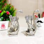 KridayKraft Metal Swan (Duck) Silver Spoon Stand for Dining Table Spoon Set with Stand/Decorative Spoon Rest Showpiece Item for Dining Table...