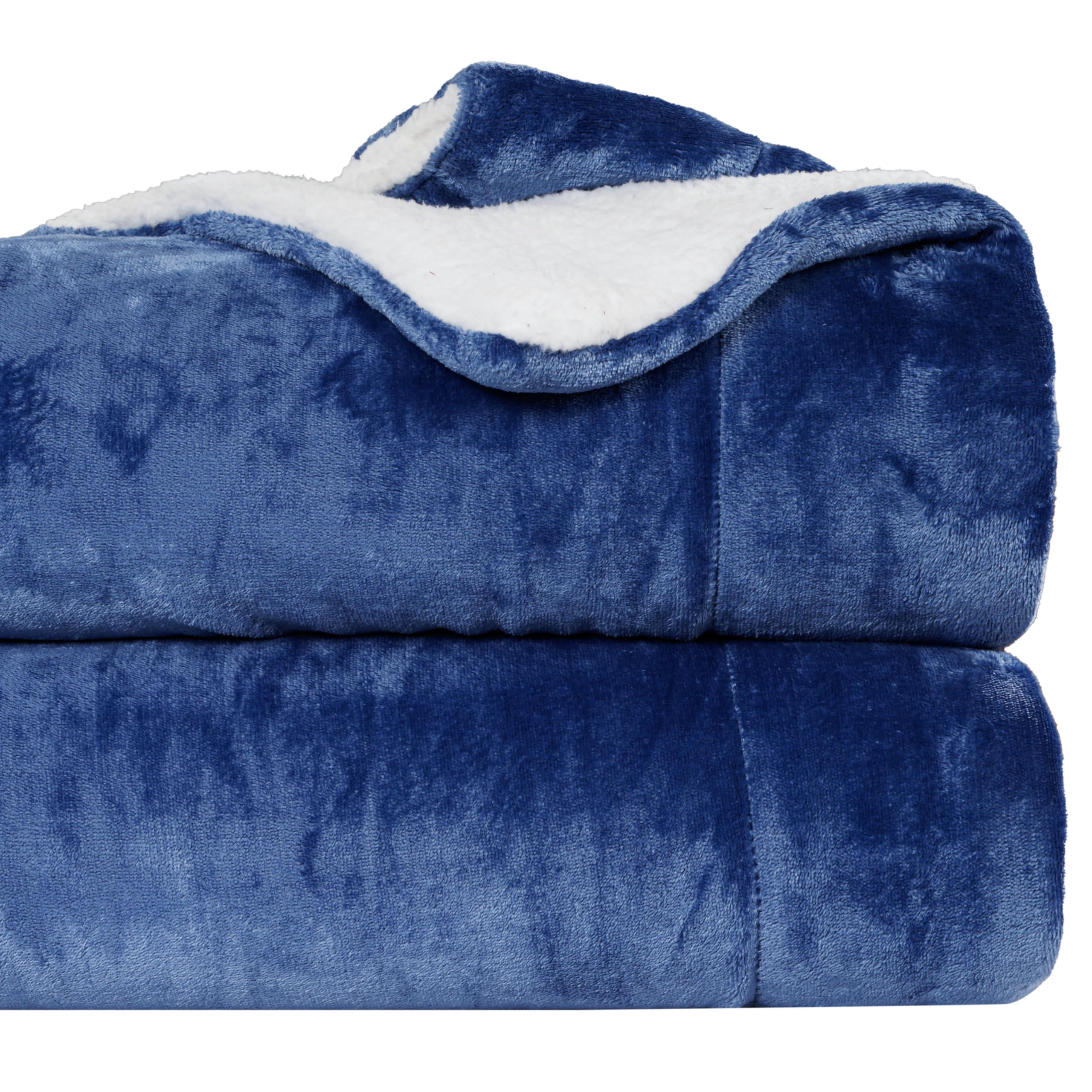 CHANDRAVATI Micromink Sherpa Blanket | Polyester Flannel Double Bed Blanket | Soft, Cozy & Comfortable Solid Plain Bedding for Winter & AC Use (Sky Blue, Double, 200 TC) Kafalo