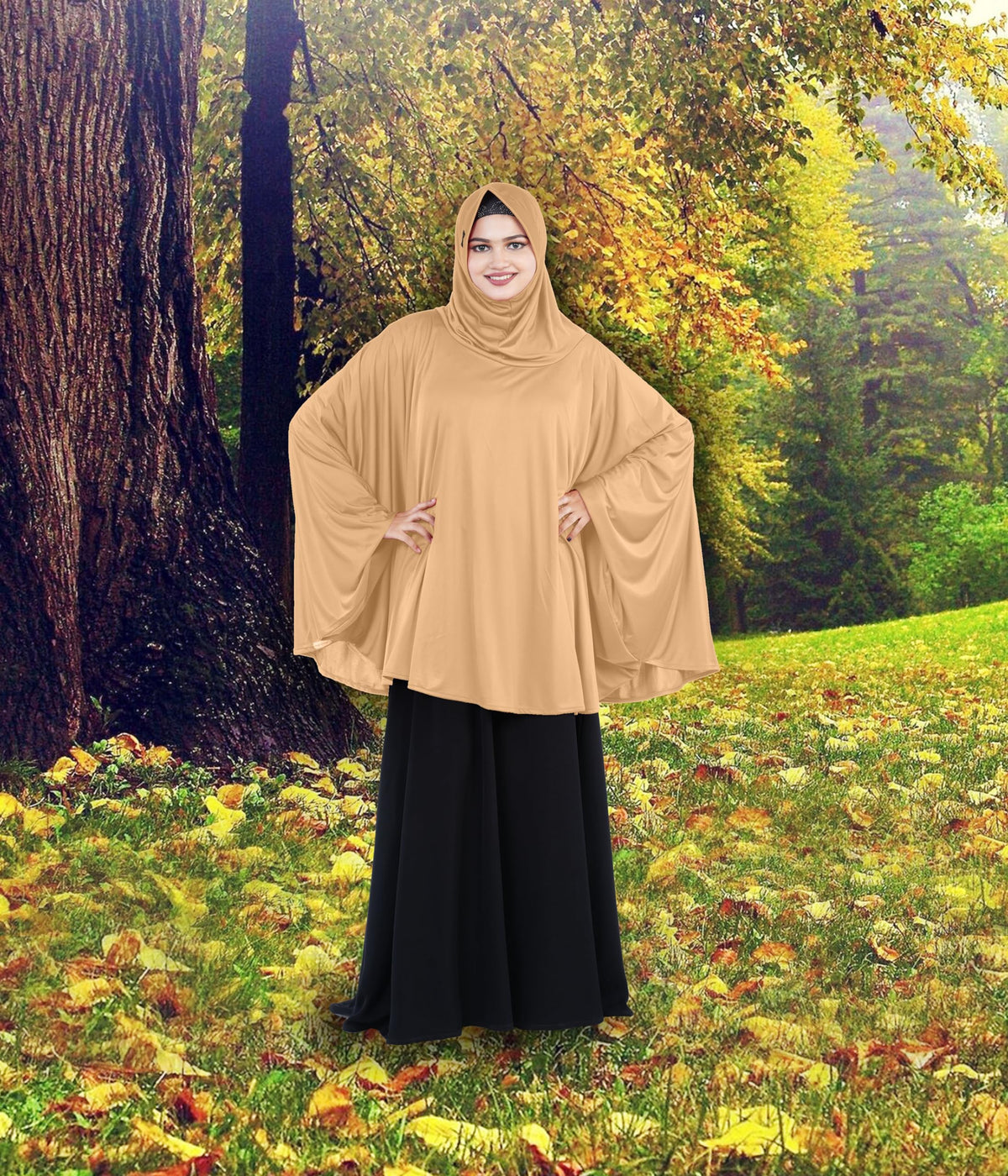 Mehar Hijab's Women's Stylish Hijab Solid Polycotton Feel Good Fabric HANANA Sleeve Hijab Free Size (Skin)