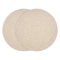 Encasa XO Dining Table Mats, Round Ribbed Cotton, Heat Resistant Beige Kafalo