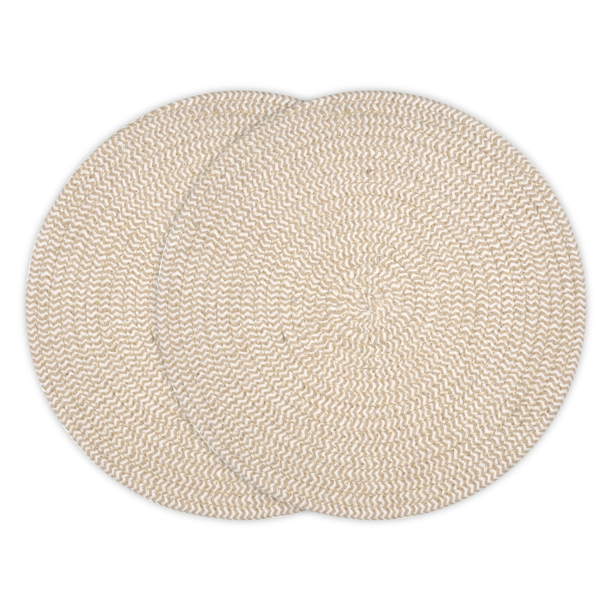 Encasa XO Dining Table Mats, Round Ribbed Cotton, Heat Resistant Beige Kafalo