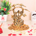 KridayKraft Radha Krishna Playing Flute Under Tree Idol Gold Antique Finish for Home,Office &Table Decorative Gift for Have House Warming, Birthday...