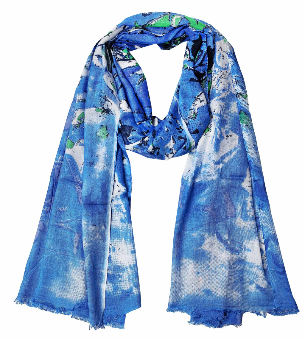 Fabtone Women’s Scarf/Stole | Blue Multi Abstract Print | Soft Lightweight Fabric | 70x180 cm | All-Season Summer Wrap | Stylish Neck Scarf for Women | Sun & Dust Protection