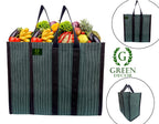 GREEN DECOR Waterproof Cotton Canvas Super Strong Heavy Duty Reusable Milk Bag/Shopping/Grocery/Vegetable Bag with Reinforced Handles & Thick Bottom for Strength (Green,15X10X14 Inch) Pack of 2