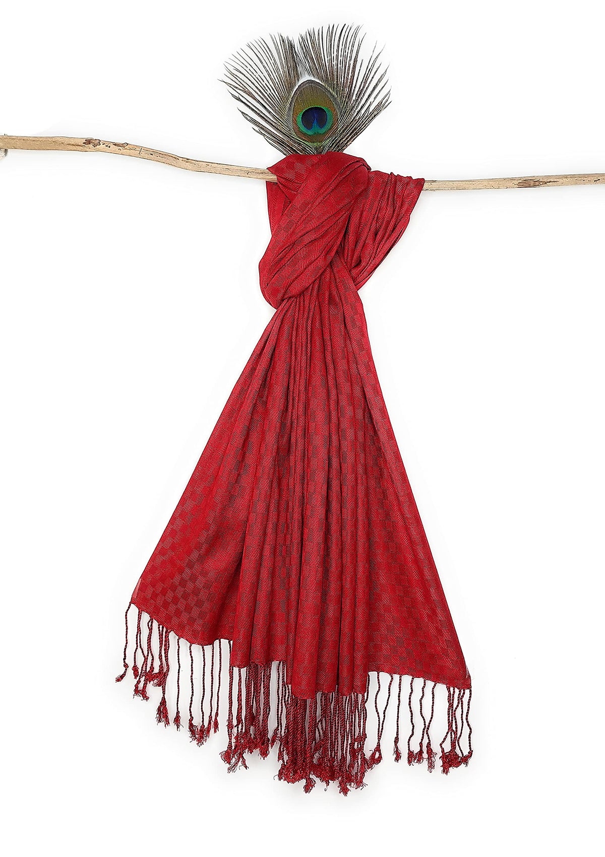 Chandwasia Viscose Scarf Stole & Shawl | Travel Office Casual Styling For Girls Women Men Summer Winter Use | Maroon | Viscose Fabric | 28x72 Inches | Self Design Sent Randomly