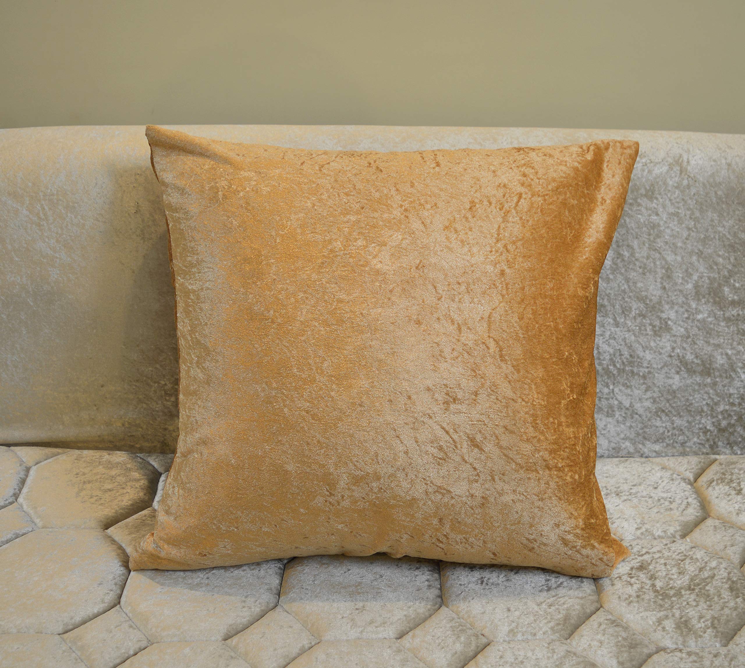 Khooti Sparkle Velvet Cushion Cover, 22x22 | Copper Gold | Pack of 3 | Solid Plain Soft & Smooth, Decorative Cushion Covers for Living Room, Bedroom, Couches, Chairs, Sofas, Beds & Home Decor