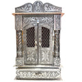 Small Size Pooja Mandir for Home, Home Temple, Handcrafted German Oxidized Mandir with Aluminium and Copper Plating, Temple for Home- Silver L10*D6 INCHES.