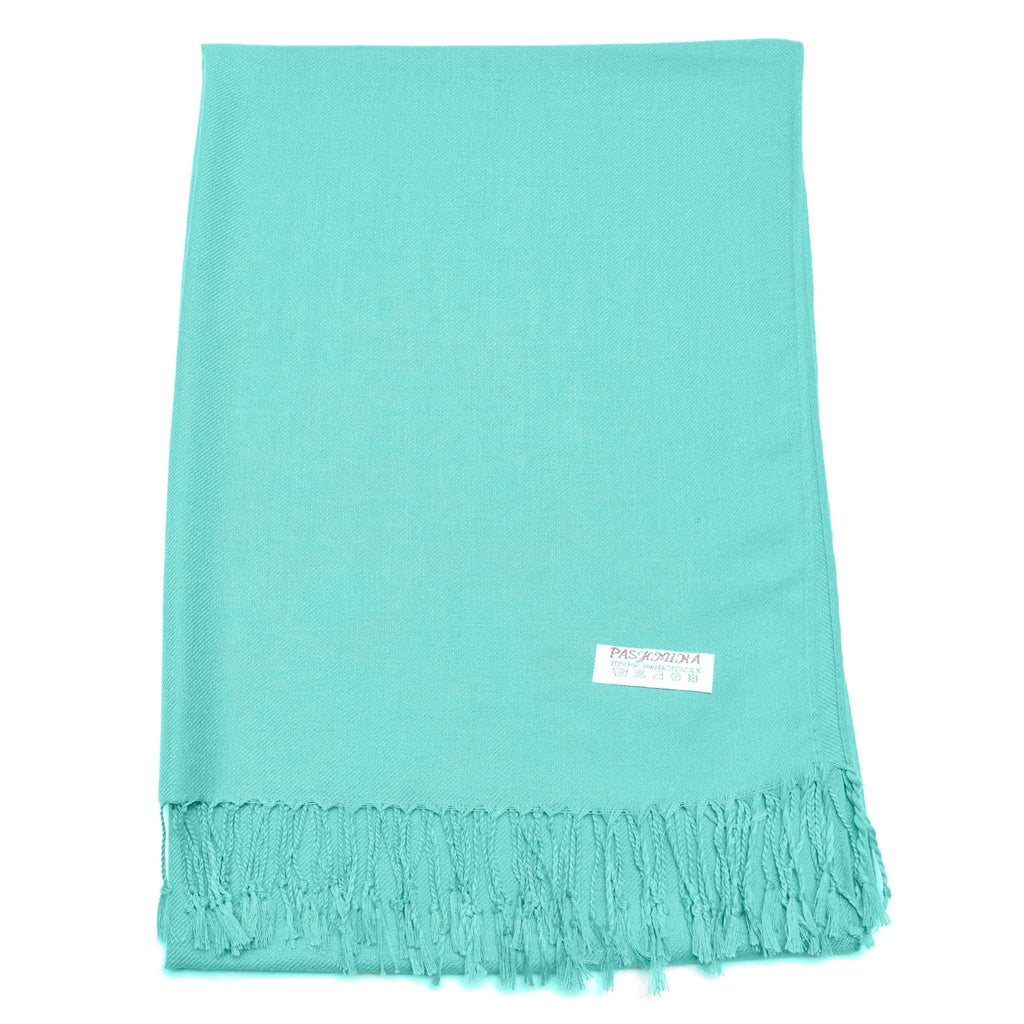 Gelante Plain Soft Pashmina Shawl Wrap Scarf Solid Colors., Aqua Blue, One Size