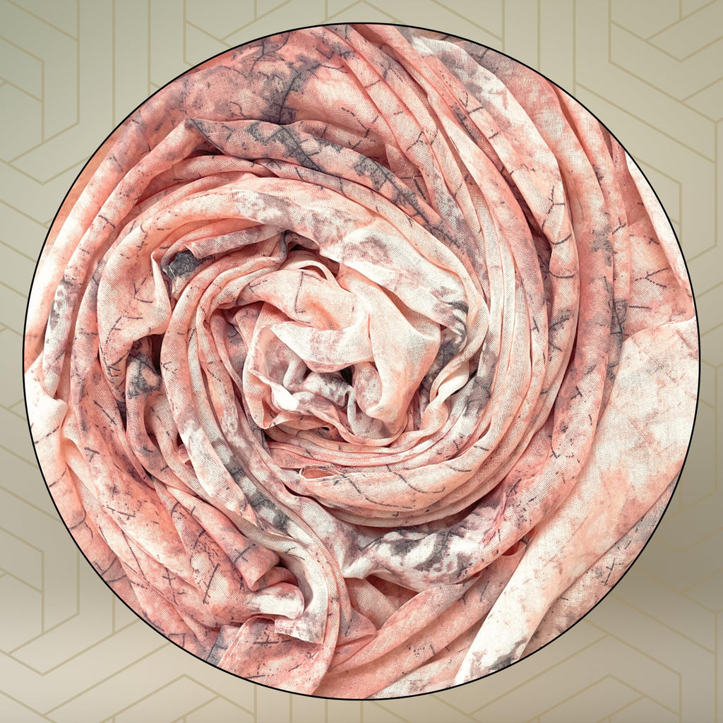 FAHABO Digital Print Mal Mal Cotton Scarf for Women – Soft, Lightweight Hijab, Head & Neck Wrap | Stylish Fashion Scarf (Coral Peach)