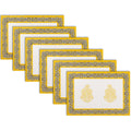 Encasa XO Dining Table Placemats, Block Printed Cotton, Hand Print Yellow Kafalo