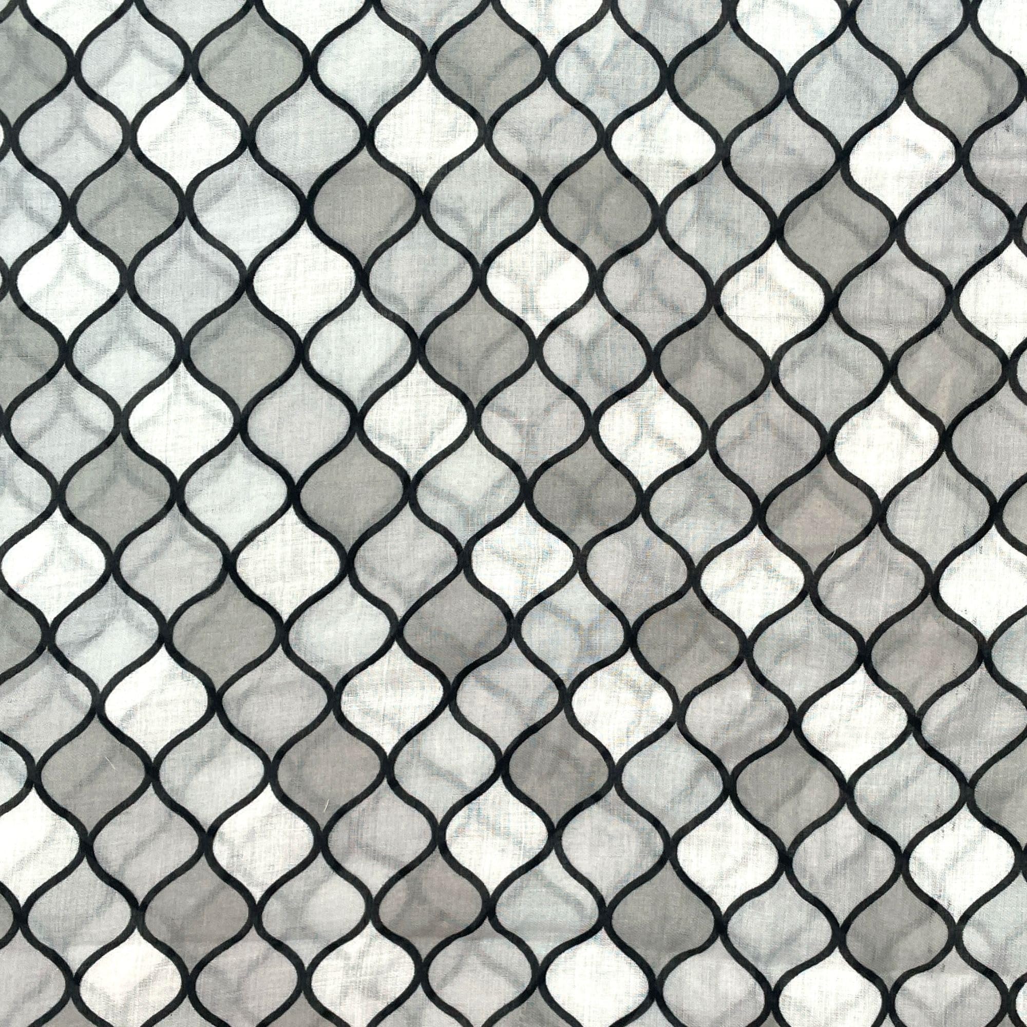 FAHABO Scarf Woman Lattice Print Mal Mal Cotton Scarves | Hijab Scarf | Headscarf | Neck Scarf | Stoles | Wraps (Grey)