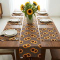 PRAKARTIK BY INDUARTS Dining Table Mats Set of 6 with 135 cm Runner - Sunflower Animal Print Theme,Digital Print, Washable, Indoor/Outdoor, Heat-Proof, Wipe & Clean (47X33 cm) Yellow & Brown Kafalo