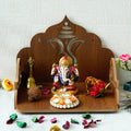eCraftIndia Ganesha Design Wooden Temple for Home Office | Home Temple Pooja Mandir | Small Temple Gift for Diwali Housewarming