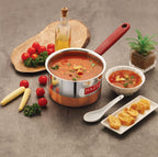 Hazel Premium Heavy Gauge Stainless Steel Flat Patila Sauce Pan Cookware with Copper Bottom (1.1 LTR), Silver & Copper