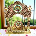 OPPILLA™ Laddu Gopal Jhula, Meenakari Hand Painted Folding Temple Jhoola, Handcrafted Home Temple Decor (Red, 18 Inches x 15 Inches)