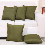 Yellow Weaves Jute Texture Cushion Covers, 24 X 24 Inches, Olive Green, Set of 5
