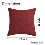 Yellow Weaves Jute Texture 250 TC Cushion Covers, 12 X 12 Inches, Maroon, 1 Piece