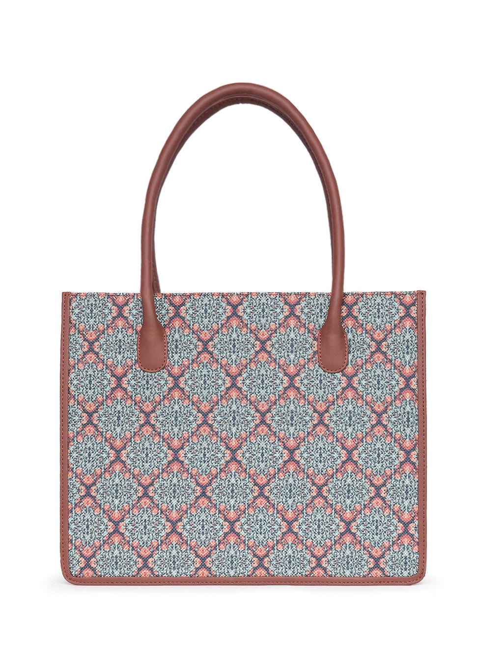 ZOUK Kolkata Nouveau Motif Printed Jute Handcrafted Green Women's Stylish Tote Bags | Tote Handbag| Shoulder bag with double handle