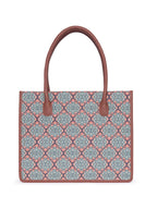 ZOUK Kolkata Nouveau Motif Printed Jute Handcrafted Green Women's Stylish Tote Bags | Tote Handbag| Shoulder bag with double handle