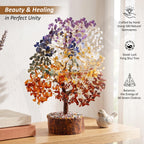 Axilla 500 Beads 7 Chakra Crystal Tree of Life for Positive Energy | Big Size Natural Healing Gemstone Money Tree | Showpiece for Home Decor, Living Room & Office Desk | Feng Shui Luck (Multicolor)