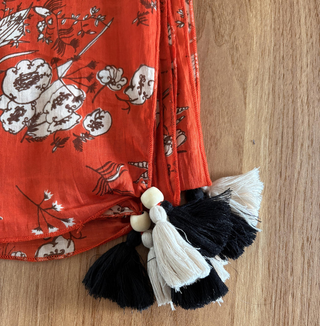 tweedle Pure Cotton Summer Scarf for Women,soft, Printed, Breathable Stole for Sun and Wind Protection - Orange