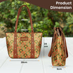 Storite Women's Tote Bag With Leather Handles & Embroidery Printed Handbag With Zip Pockets, Shoulder Tote Bag And Handbag For Office And College(26x9x24cm)
