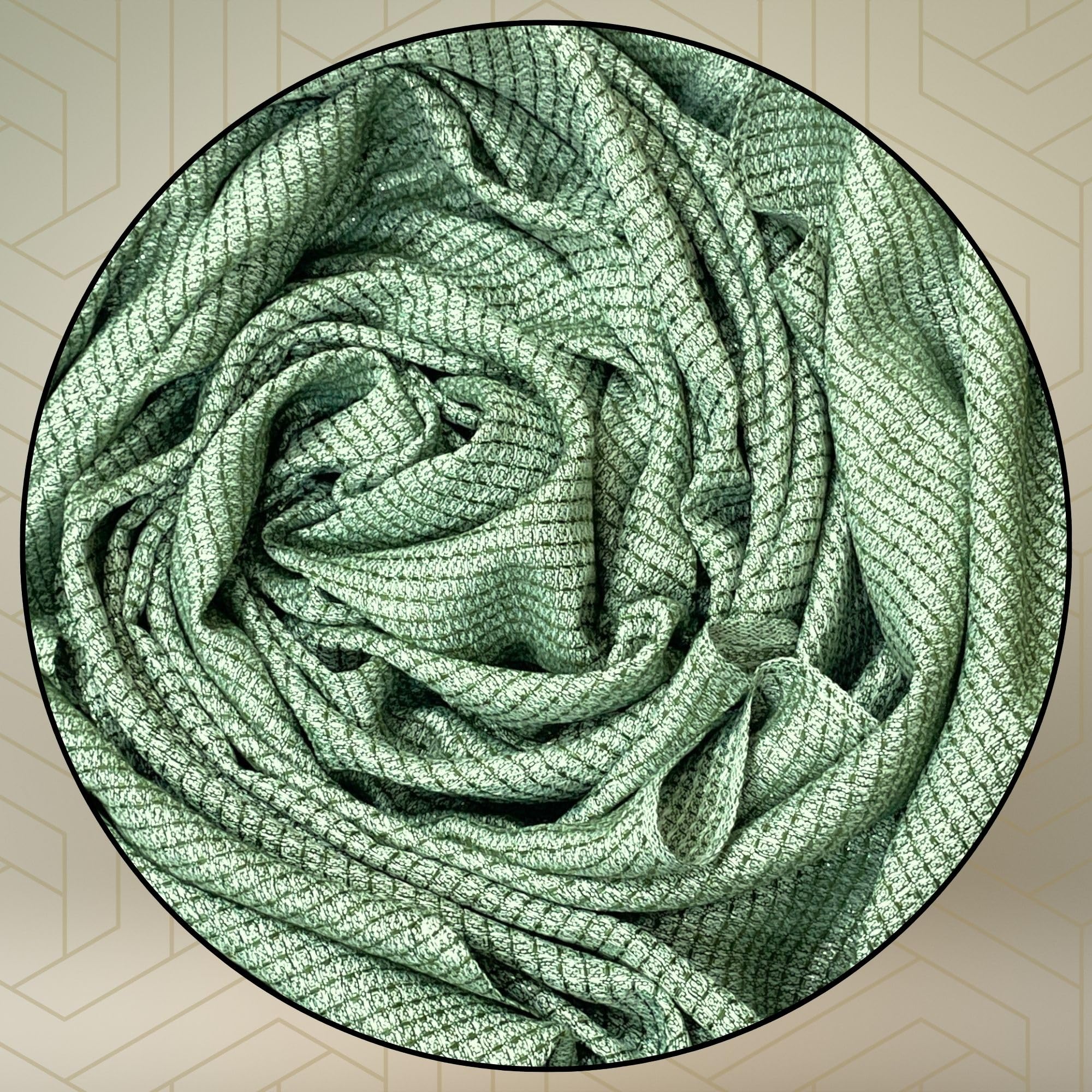 FAHABO Shimmer Woven Cotton Blend Scarf for Women – Lightweight Hijab & Stole Wrap | 73 x 29 Inches (Green)