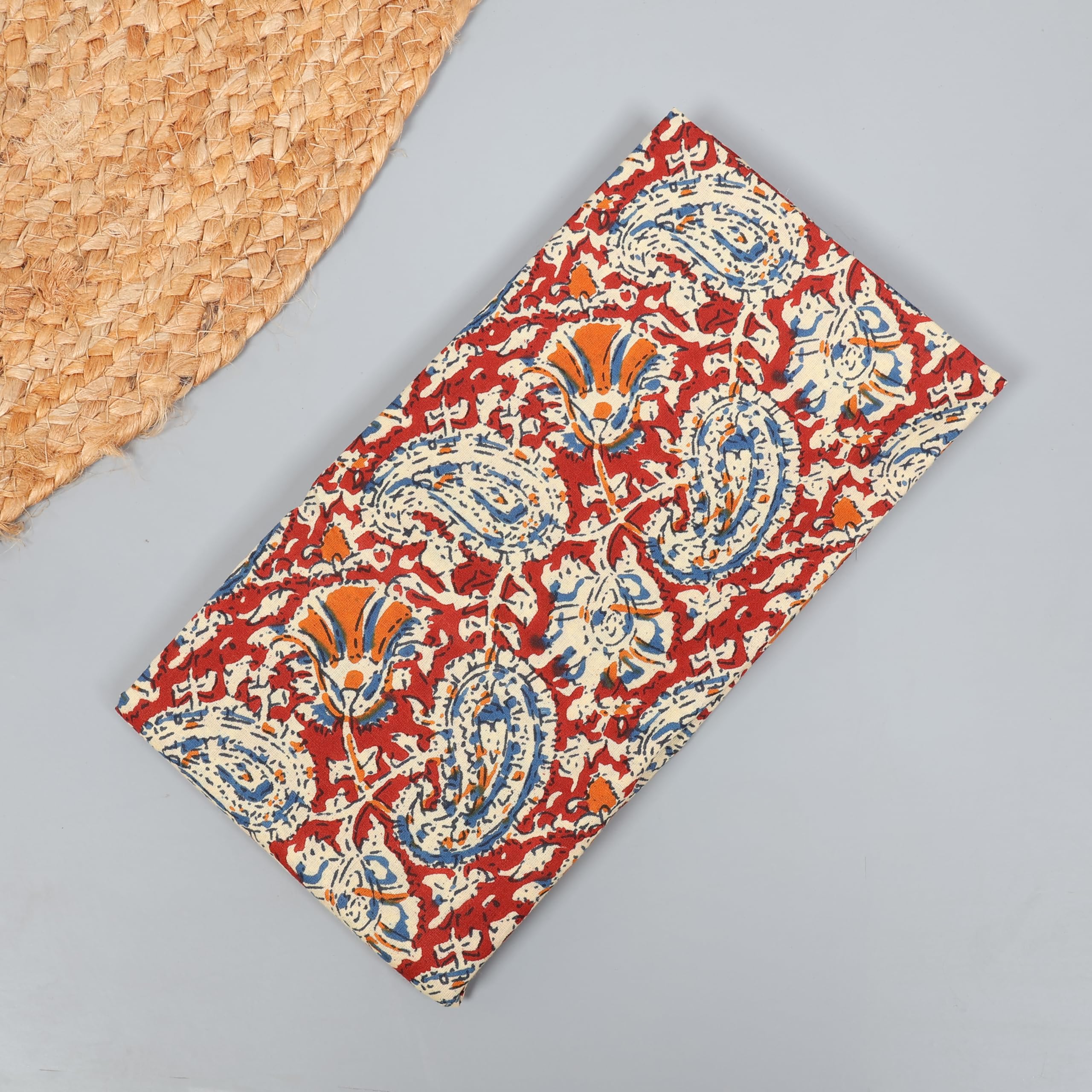 Scarf For Girls 100% Pure Cotton Hand Block Printed Square (Light Peach)