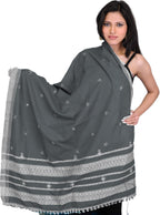 Exotic India Women's Wool Shawl (SHY72- Gray_Free Size)