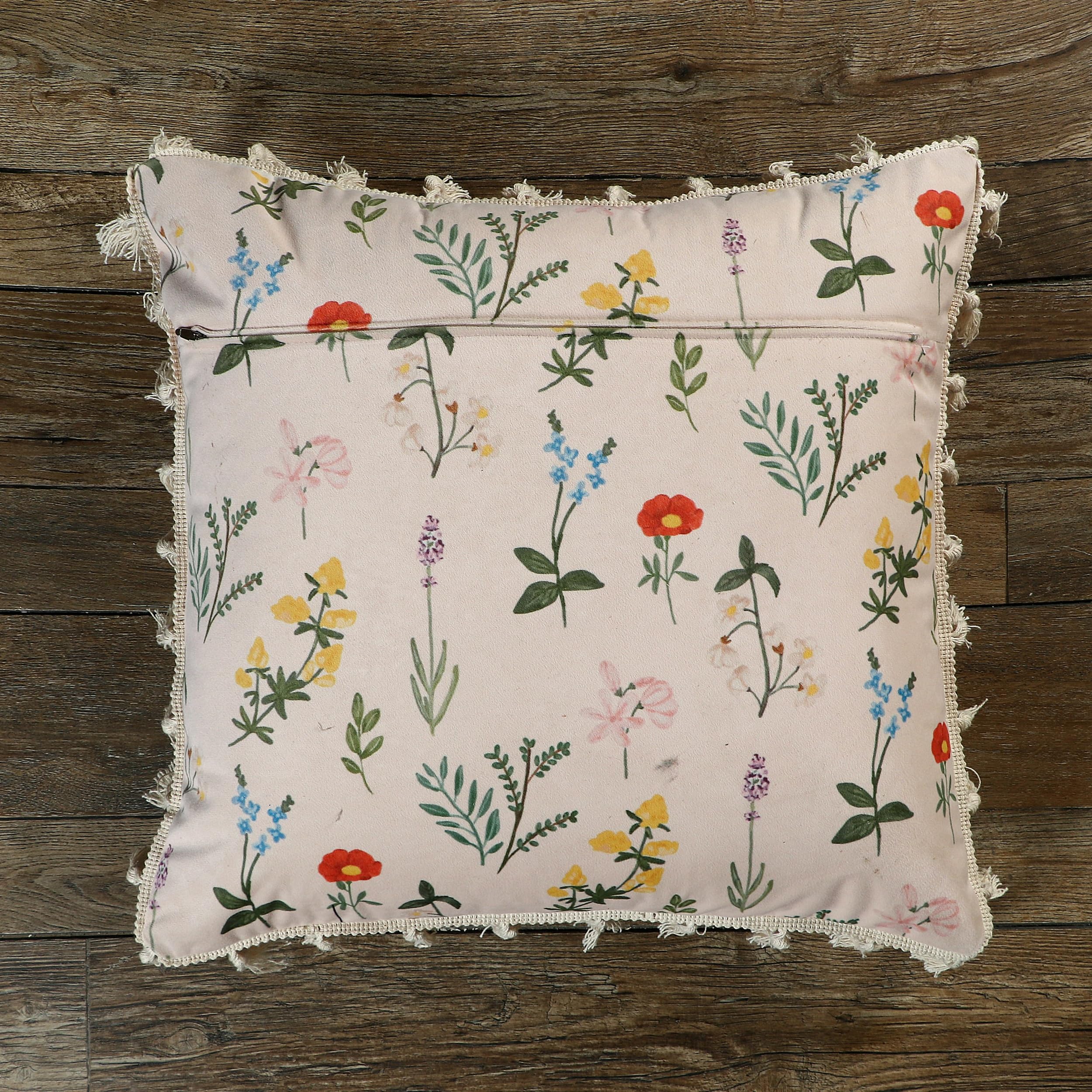 ishro home Premium Cushion Cover 16 inch x 16 inch | Set of 2 – Soft European Standard Fabric, Frill Design, Machine Washable | (2, Blooming Crane's-Bill, 16x16 Inch)