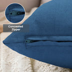 Yellow Weaves Cotton Canvas Decorative Cushion Covers, (24 X 24 Inches), Set of 3, Denim Blue