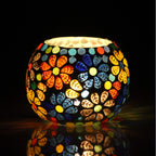 BRAHMZ® Set Of 3 Handmade Glass Mosaic Turkish Moroccan Tea Light Candle Holders (Md7)