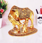 KridayKraft Kamdhenu Cow,Calf with Bal Gopal Krishna Metal Statue for Good Luck,Feng Shui As Table Top Figurine,Vastu,Religious Gau MATA Idol