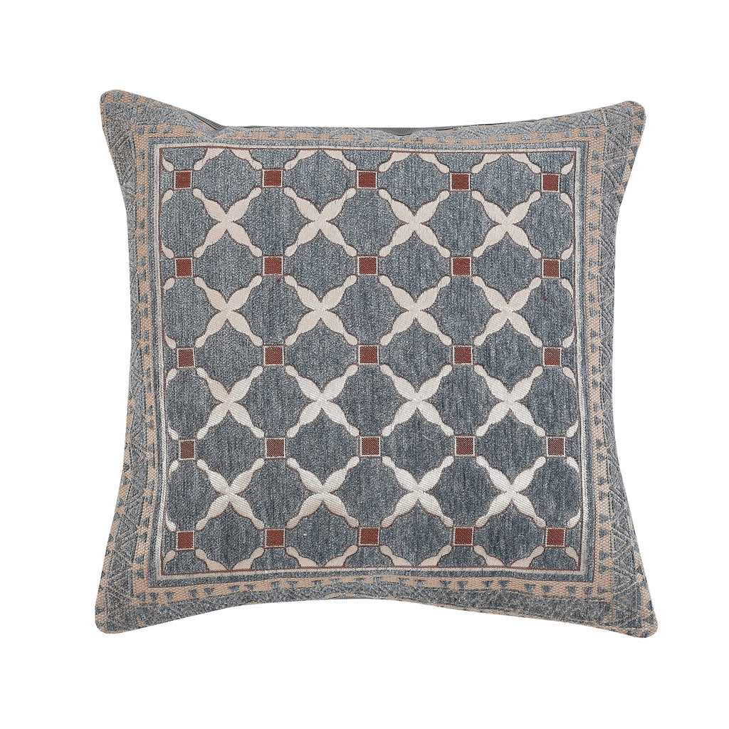 DECOMIZER Jacquard Geomteric Cushion Covers 16 inch x 16 inch Set of 2 Ethnic Motifs Cushion Covers,Design- Criss-Cross,Color- Grey