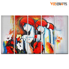 VIBECRAFTS Beautiful Radha Krishna 5 Pieces Canvas Wall Painting For Home | Office | Living Room | Gift (PTVC5Pcs4_8537)
