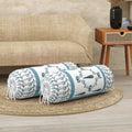 BLOCKS OF INDIA Cotton Hand Block Printed Bolster Cover | Booster Cover with Drawstring | Round Long Pillow Cover for Bed | Dewan Pillow Cover Set 16 X 32 | Set of 2 (Grey Patti)