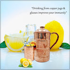 Adoko Pure Copper Water Jug 2 Litre with 1 Copper Glass (300ml) | Ayurvedic Copper Pitcher Set for Drinking & Storage for Health & Wellness